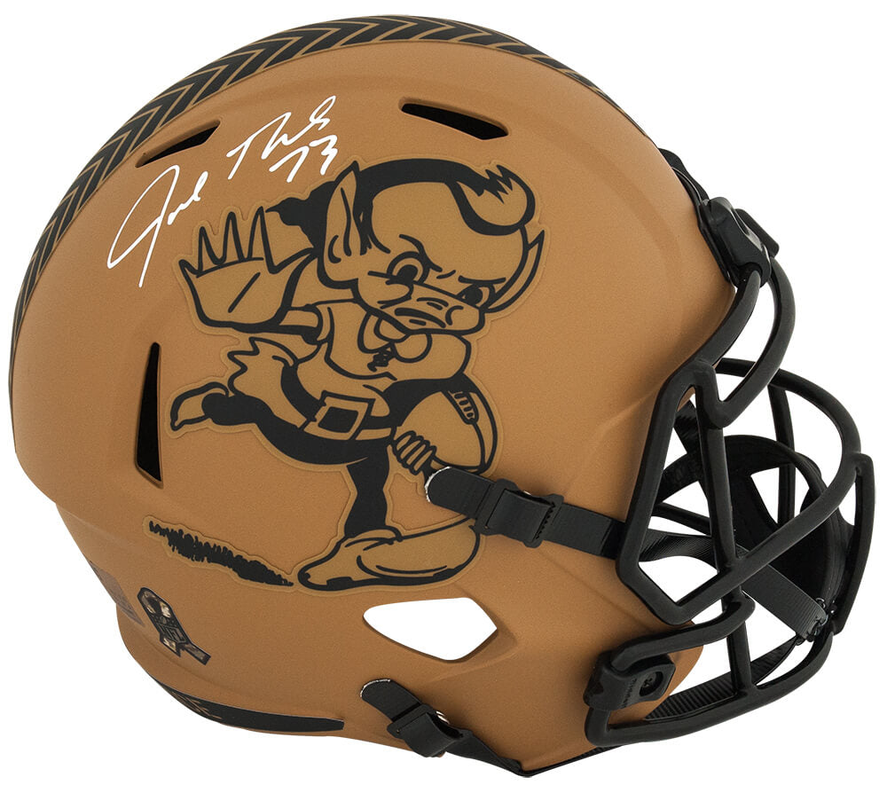 Joe Thomas Signed Cleveland Browns 2023 Salute to Service Riddell Full Size Speed Replica Helmet