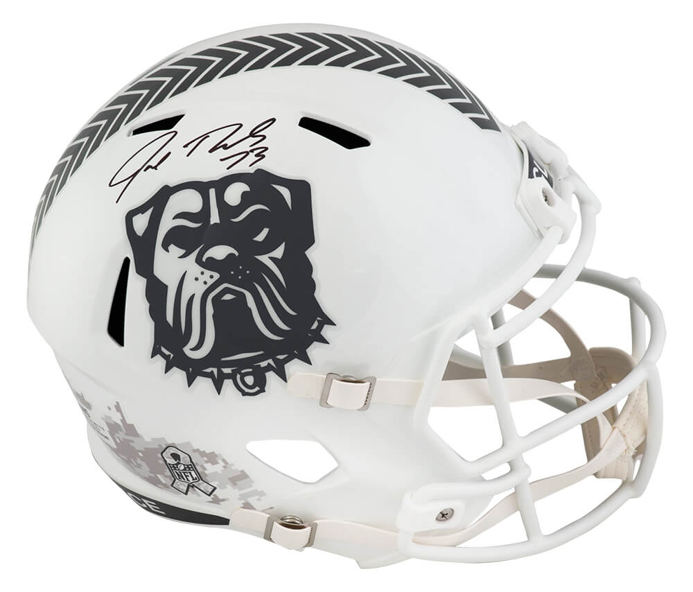 Joe Thomas Signed Cleveland Browns 2024 Salute to Service White Riddell Full Size Speed Replica Helmet
