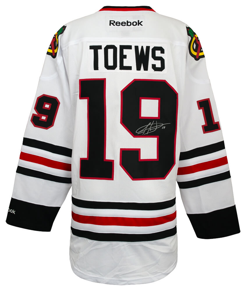 Jonathan Toews Signed Chicago Blackhawks White Reebok Premier Hockey Jersey