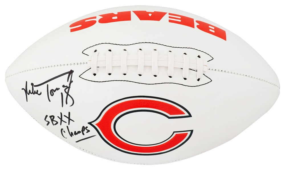 Mike Tomczak Signed Chicago Bears Logo Franklin White Football w/SB XX Champs