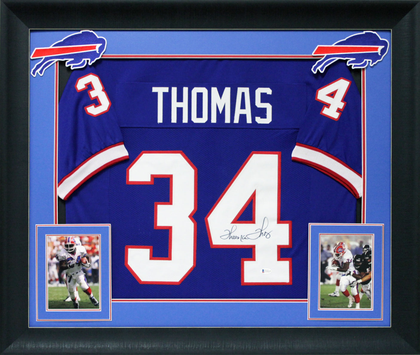 Thurman Thomas Authentic Signed Blue Pro Style Framed Jersey Autographed JSA Wit