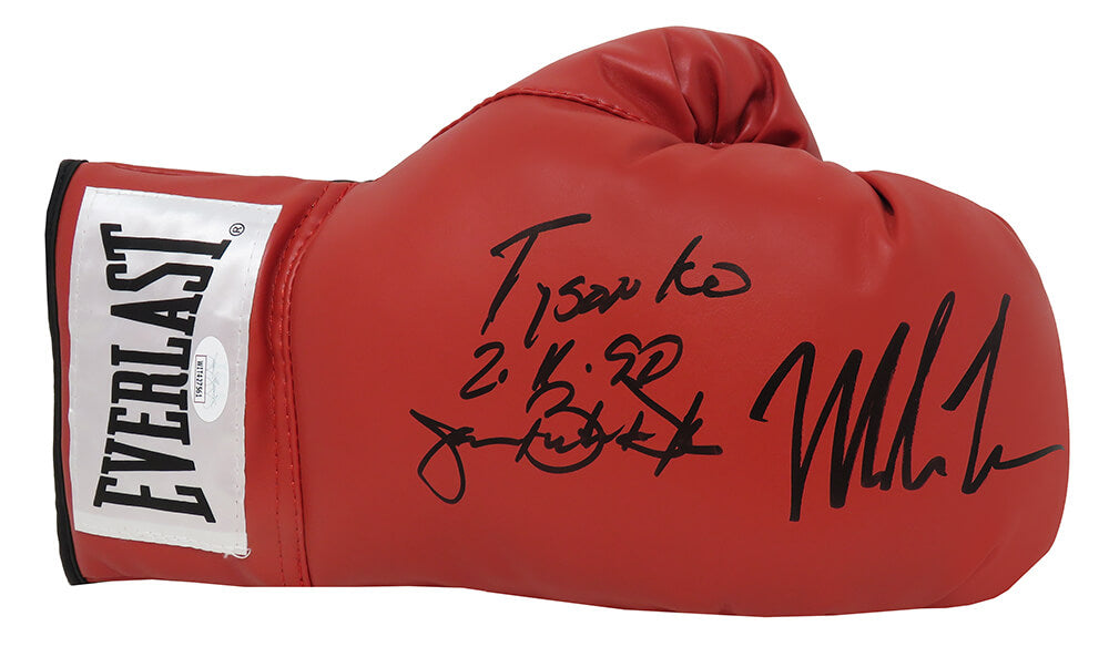 Mike Tyson & James Buster Douglas Dual Signed Everlast Red Boxing Glove w/Tyson KO 2-11-90 (JSA)