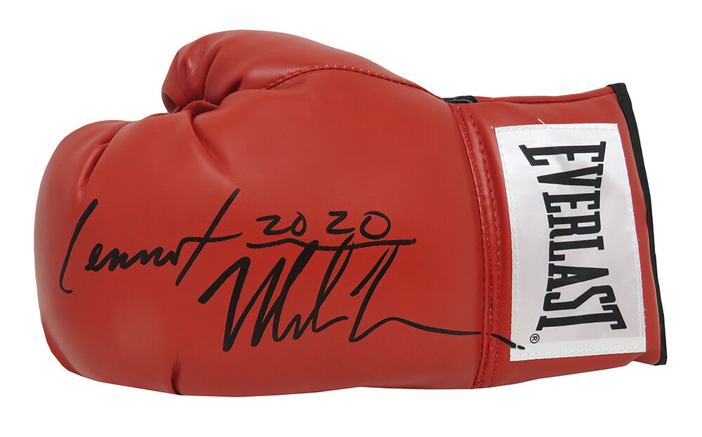Mike Tyson & Lennox Lewis Signed Everlast Red Boxing Glove