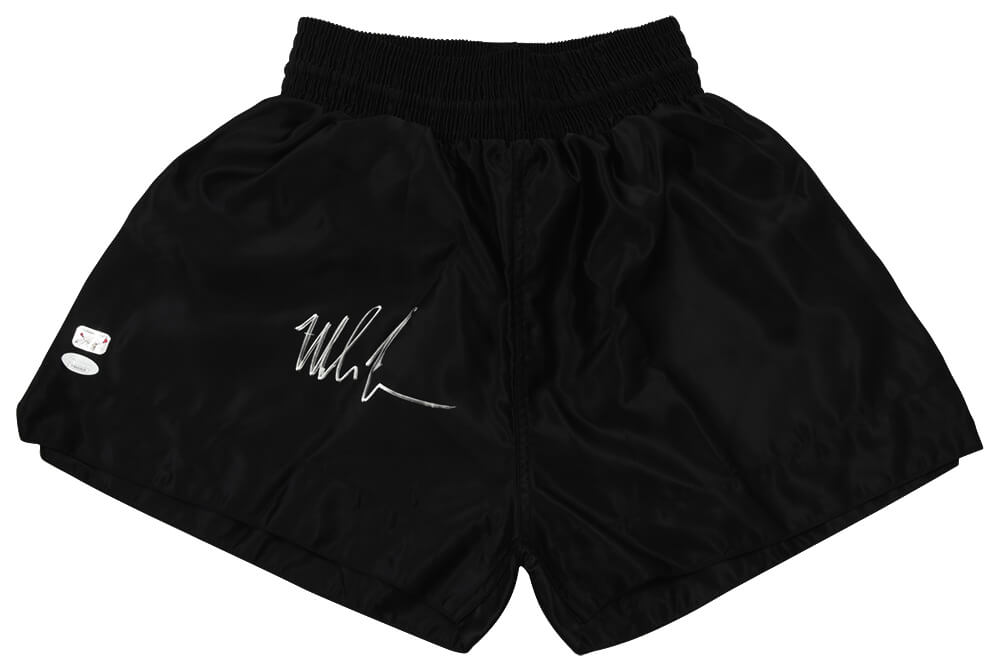 Mike Tyson Signed Black Custom Boxing Trunks - (JSA)