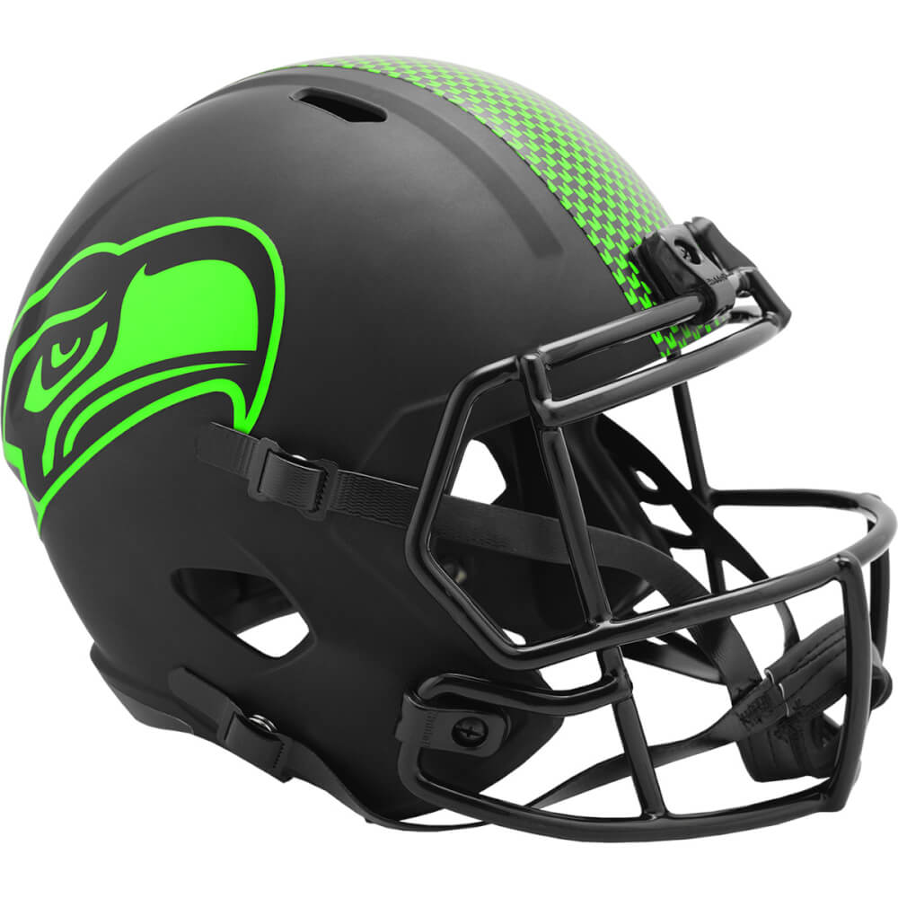 Seattle Seahawks Eclipse Black Matte Riddell Speed Full Size Replica Football Helmet