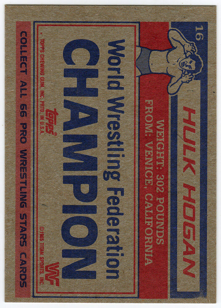 Hulk Hogan 1985 Topps WWF Rookie Wrestling Trading Card #16 - (Blue Background)