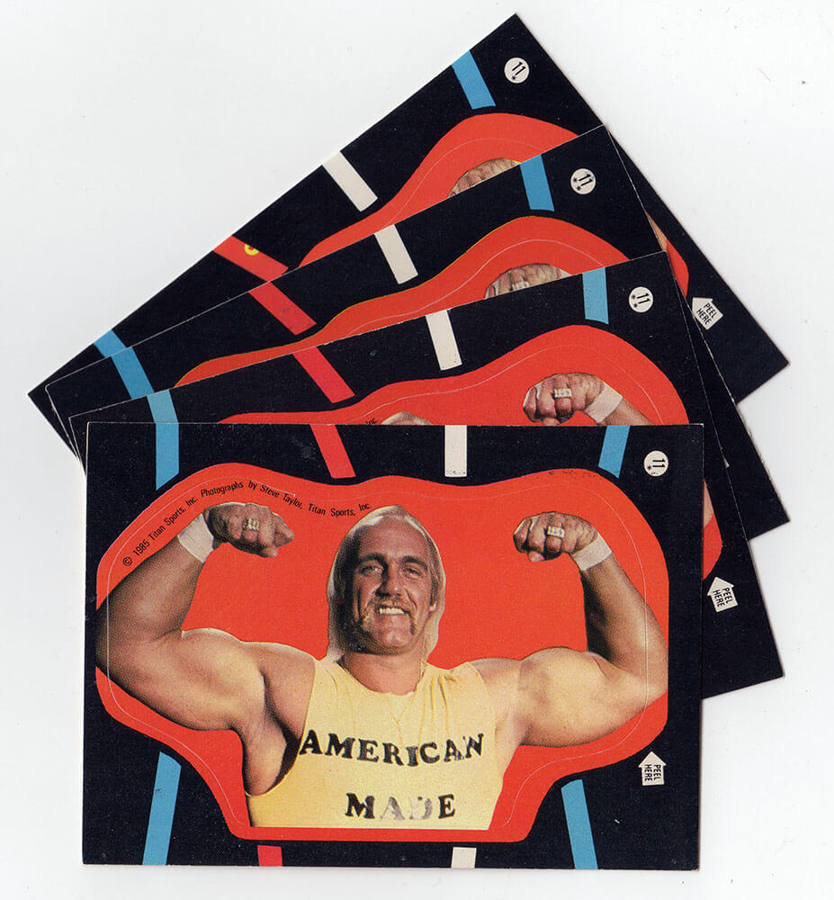 Hulk Hogan 1985 Topps WWF Rookie Wrestling Trading Card Sticker #11 - (Lot of 4)