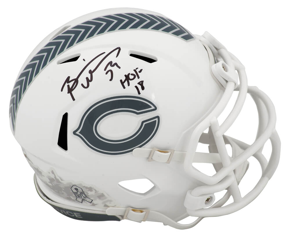 Brian Urlacher Signed Chicago Bears 2024 SALUTE White Riddell Speed Mini Helmet w/HOF'18
