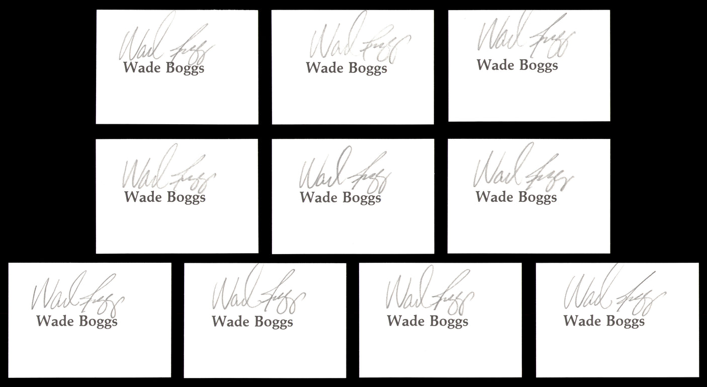 Wade Boggs Autographed 10 Count Lot of 2.5x3.5 Index Cards Boston Red Sox Stock #237572