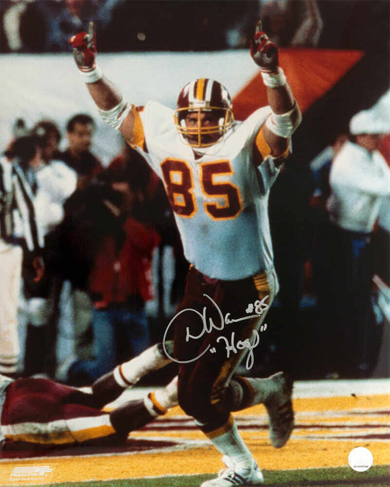Don Warren Signed Washington Football Team White Jersey Arms Raised 16x20 Photo w/HOGS
