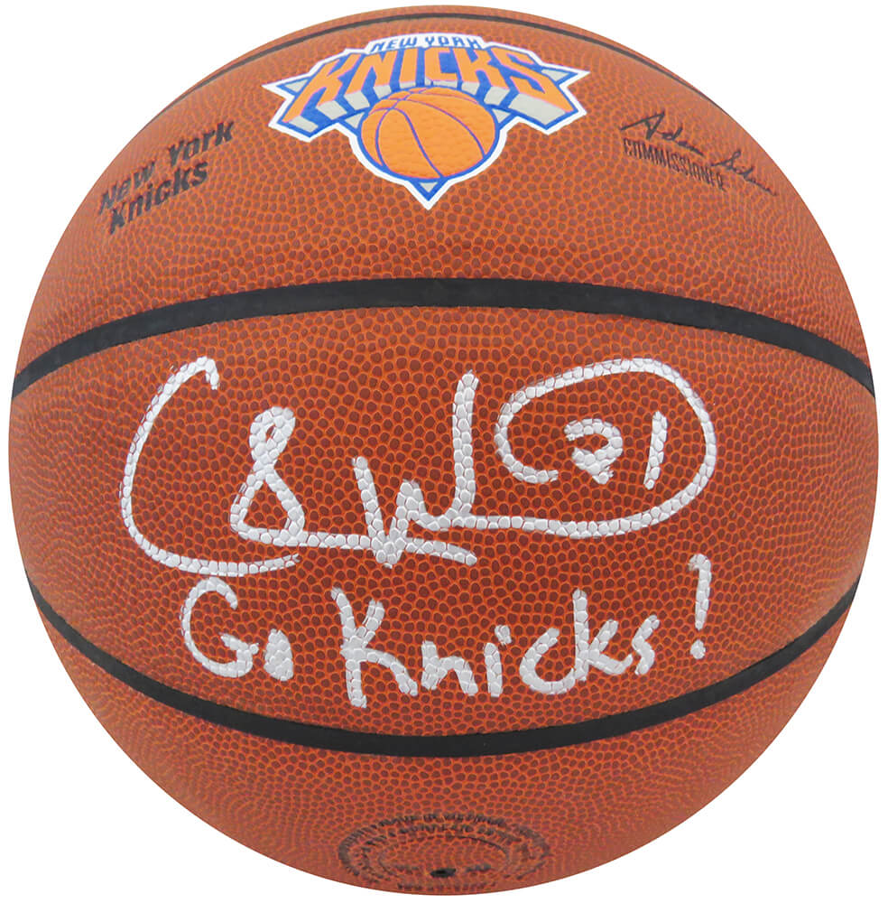 Charlie Ward Signed Wilson New York Knicks Logo NBA Basketball w/Go Knicks