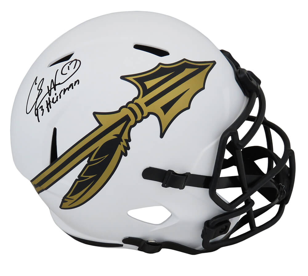 Charlie Ward Signed Florida State Seminoles Lunar Eclipse White Matte Riddell Full Size Speed Replica Helmet w/93 Heisman