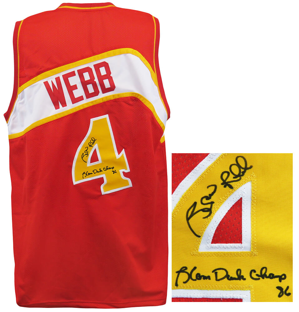 Spud Webb Signed Red Throwback Custom Basketball Jersey w/Slam Dunk Champ '86