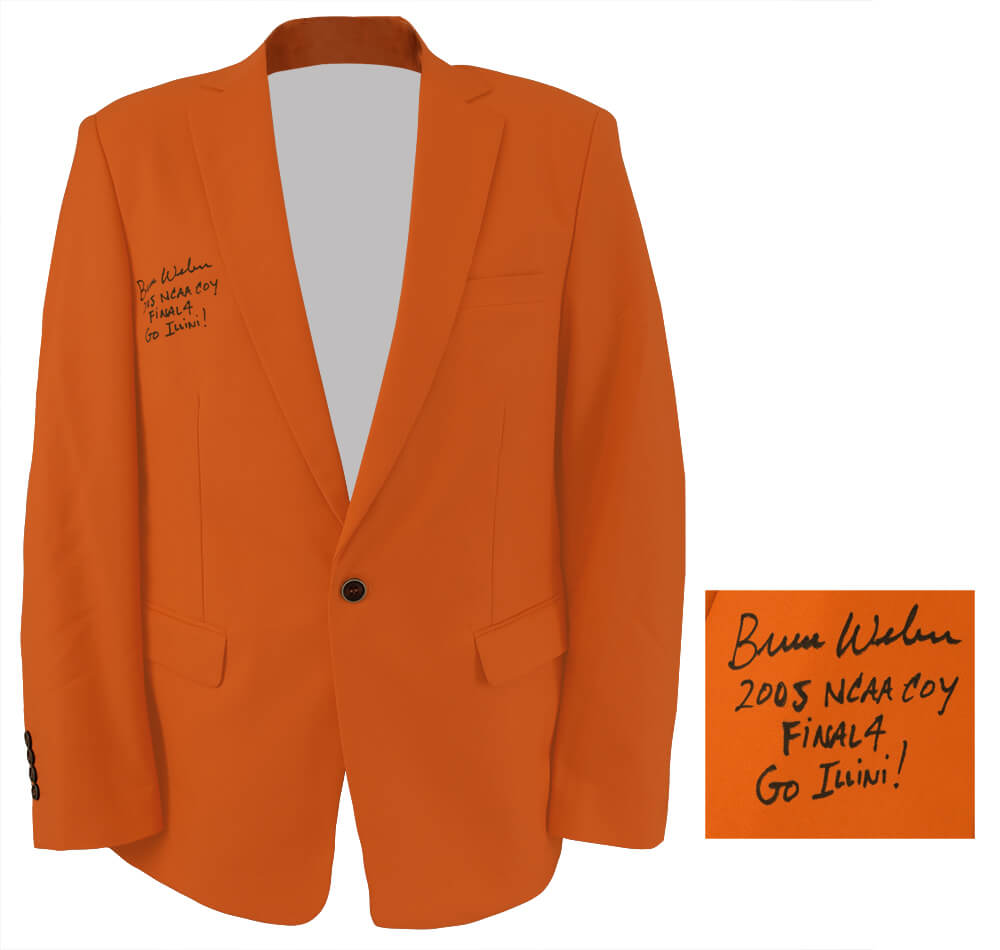 Bruce Weber Signed Mogu Men's Orange Blazer Sport Coat Jacket w/2005 NCAA COY, Final 4, Go Illini