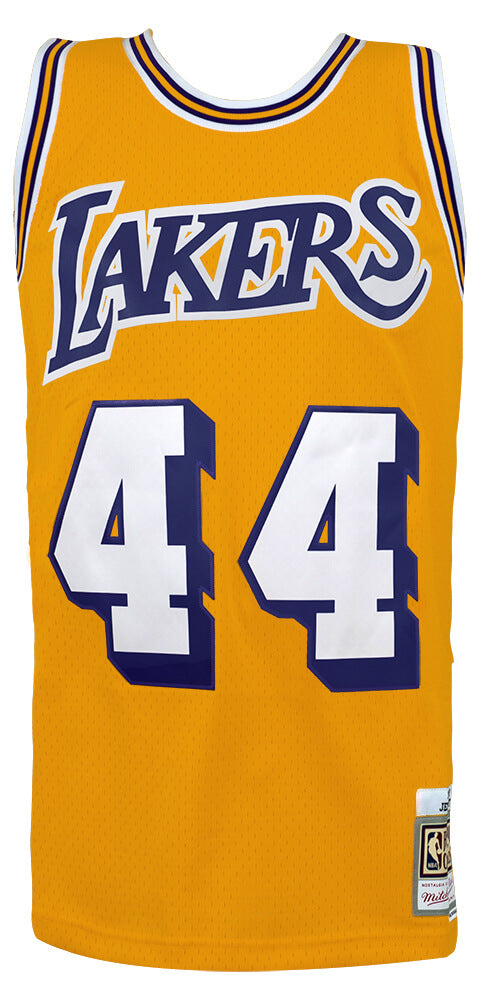 Jerry West Signed Los Angeles Lakers Gold 1971-72 Throwback M&N Swingman Basketball Jersey