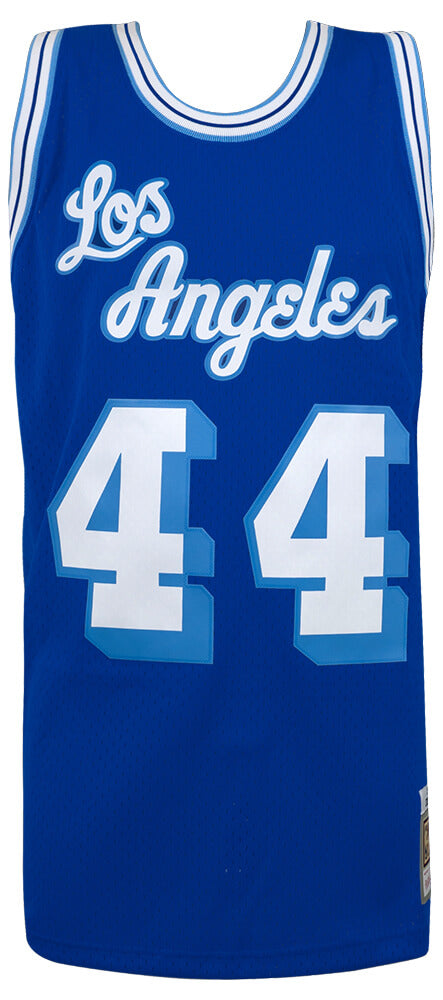 Jerry West Signed Los Angeles Lakers Blue 1960-61 Throwback M&N Swingman Basketball Jersey w/HOF 1980, 2010