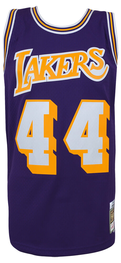 Jerry West Signed Los Angeles Lakers Purple 1971-72 Throwback M&N Swingman Basketball Jersey w/HOF 1980, 2010