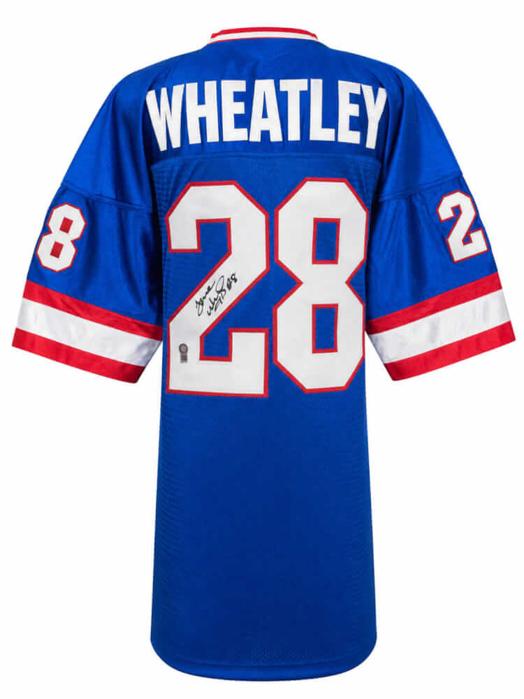 Tyrone Wheatley Signed Blue Custom Football Jersey