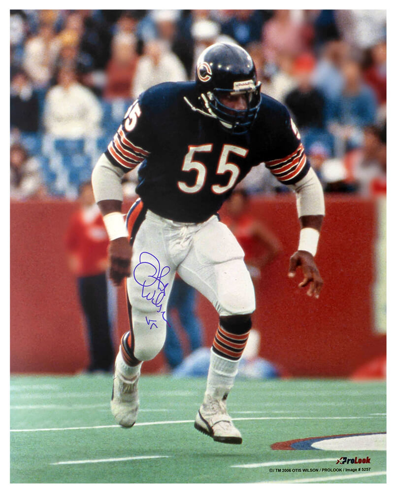 Otis Wilson Signed Chicago Bears Navy Jersey Action 16x20 Photo