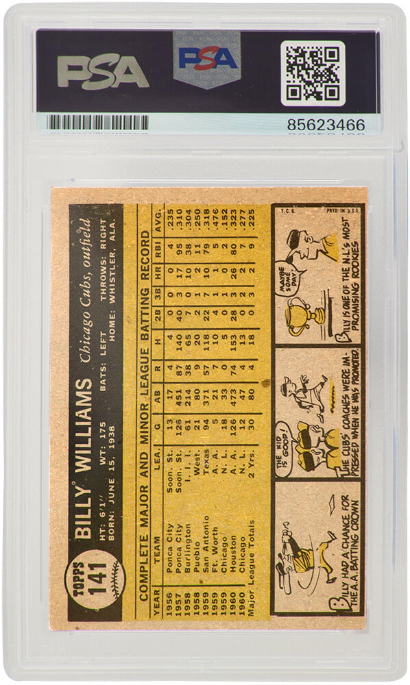 Billy Williams Signed Cubs 1961 Topps Rookie Baseball Card #141 - (PSA Encapsulated)