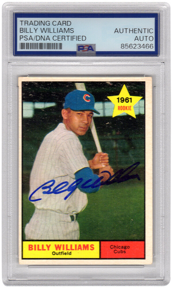 Billy Williams Signed Cubs 1961 Topps Rookie Baseball Card #141 - (PSA Encapsulated)