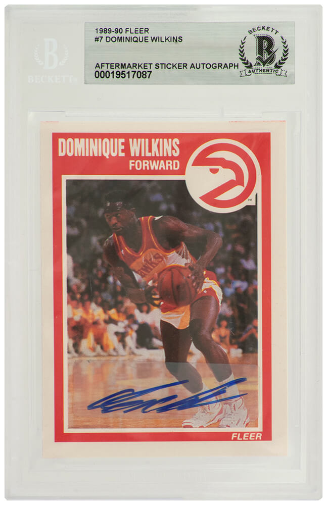 Dominique Wilkins Signed Atlanta Hawks 1989-90 Fleer Basketball Card #7 - (Beckett / Auto Sticker)