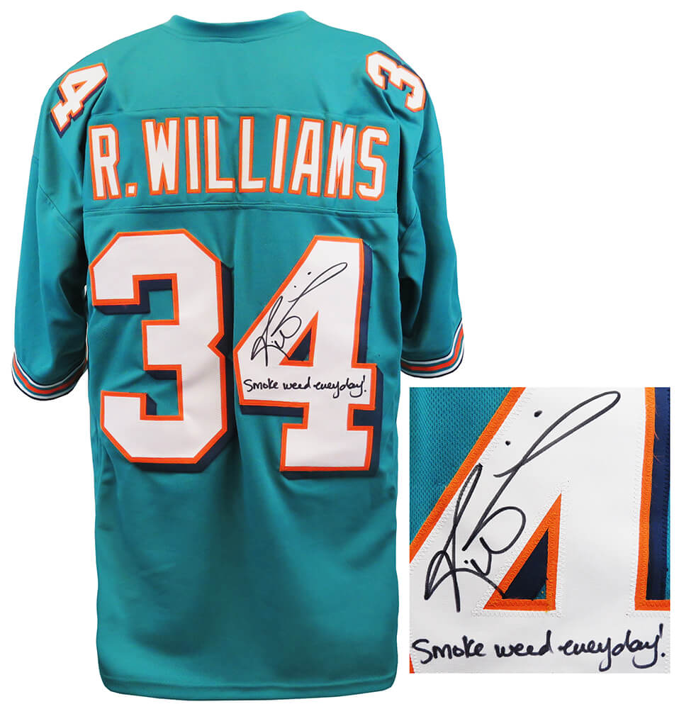 Ricky Williams Signed Teal Custom Jersey w/Smoke Weed Everyday