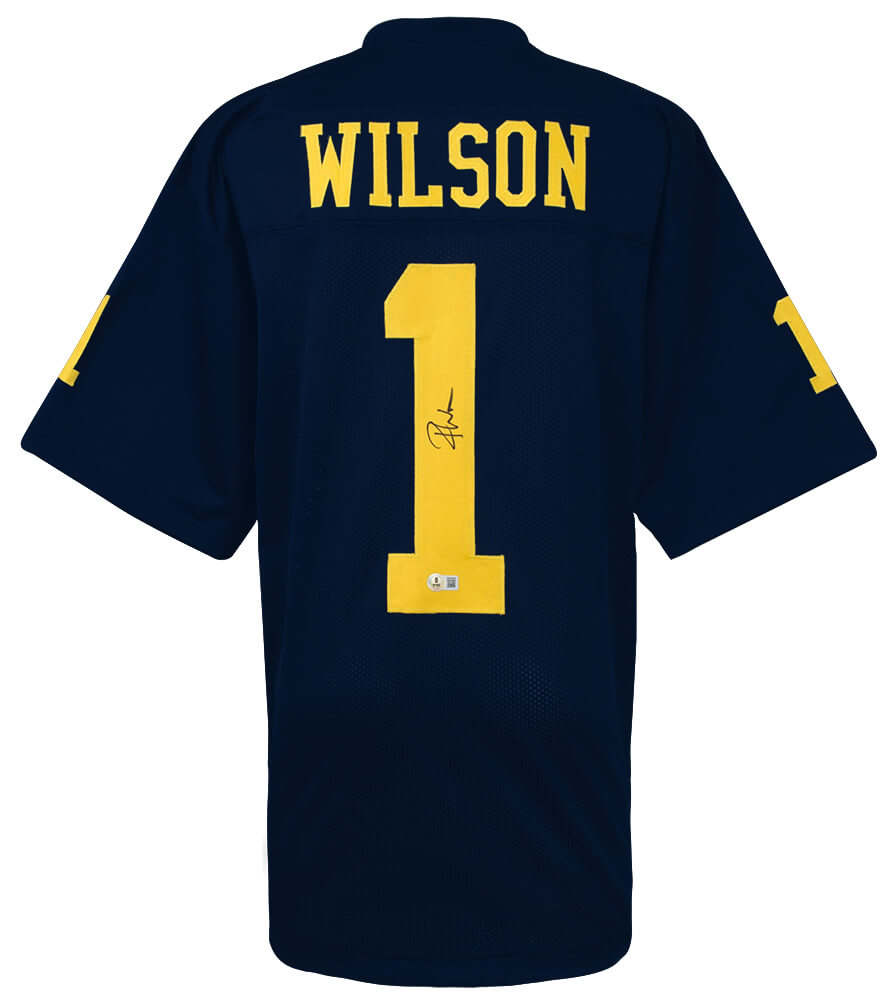 Roman Wilson Signed Navy Custom College Football Jersey (Beckett)