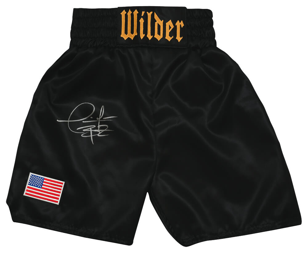 Deontay Wilder Signed Black Custom Boxing Trunks - (Beckett)