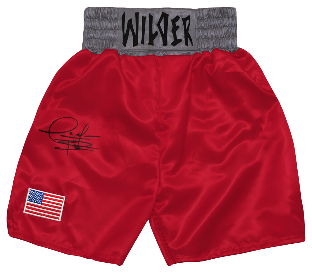 Deontay Wilder Signed Red Custom Boxing Trunks - (Beckett)