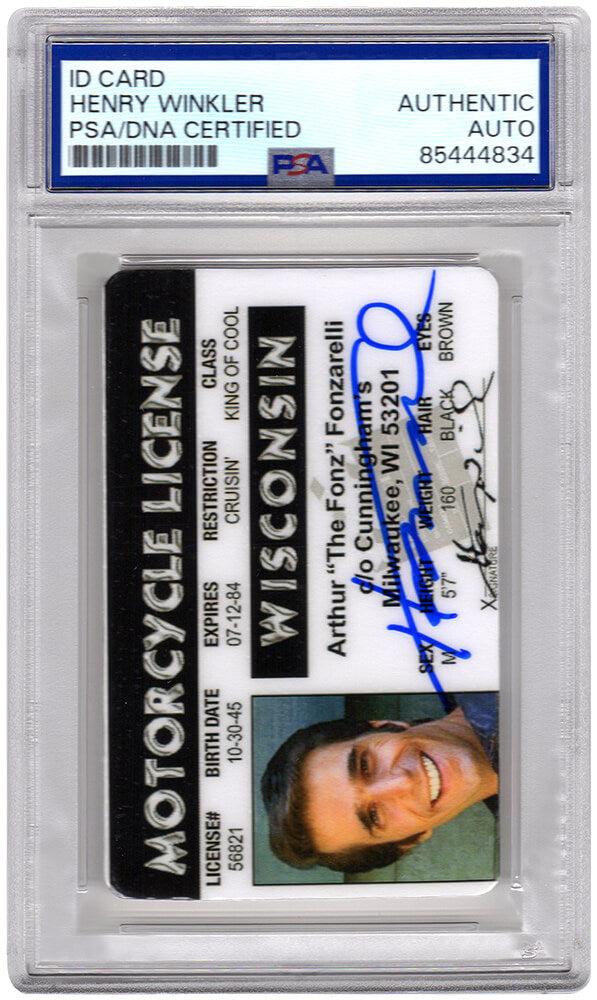 Henry Winkler Signed Happy Days Arthur 'The Fonz' Fonzarelli Wisconsin Motorcycle License - (PSA Encapsulated)