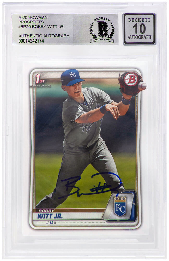 Bobby Witt Jr. Signed Kansas City Royals 2020 1st Bowman Rookie Baseball Card #BP-25 - (Beckett / Auto Grade 10)