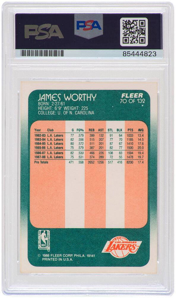 James Worthy Signed Los Angeles Lakers 1988-89 Fleer Basketball Card #70 - (PSA Encapsulated)
