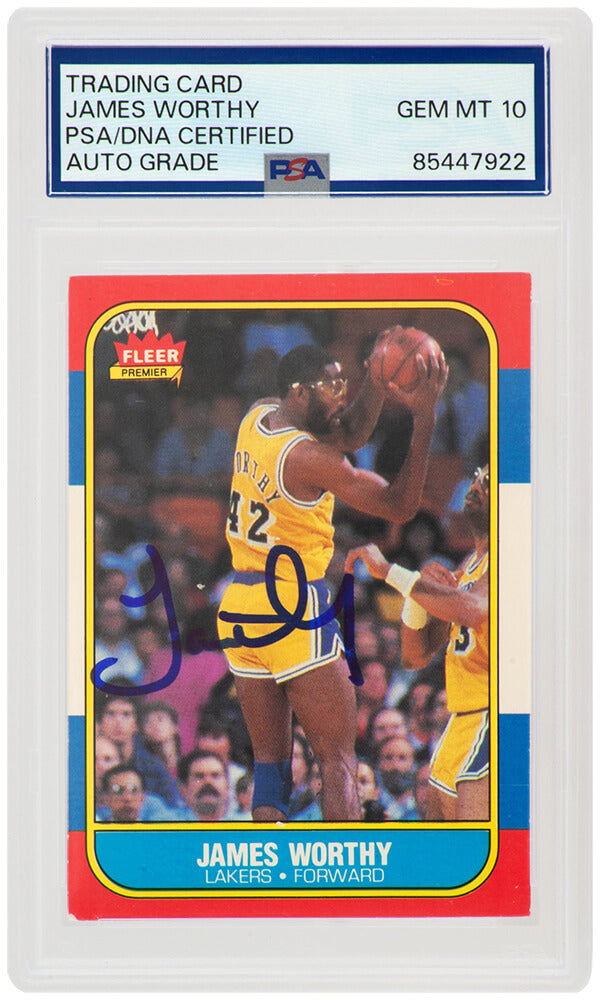 James Worthy Signed Los Angeles Lakers 1986-87 Fleer Rookie Basketball Card #131 - (PSA/DNA / Auto Grade 10)