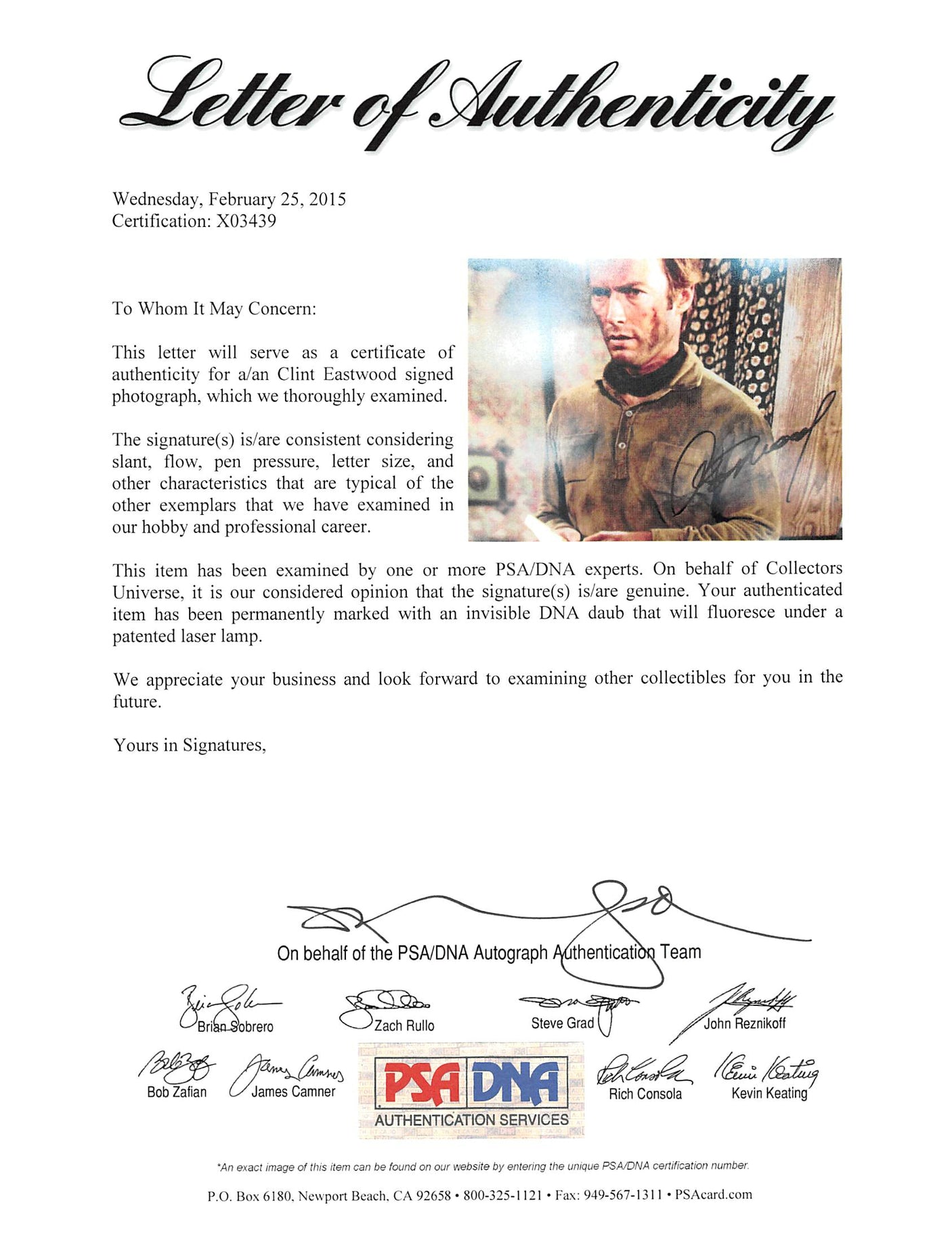 Clint Eastwood Hang 'Em High Authentic Signed 8x10 Photo PSA/DNA #X03439