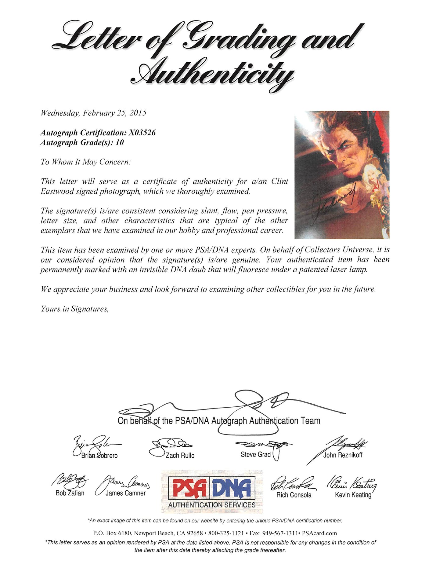 Clint Eastwood Any Which Way You Can Signed 8x10 Photo Auto 10! PSA/DNA #X03526