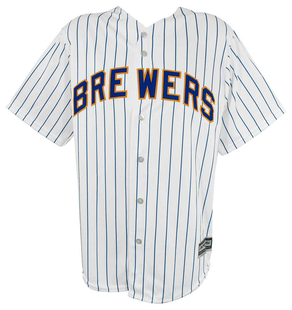 Christian Yelich Signed Milwaukee Brewers White Pinstripe Majestic Basball Jersey - (JSA)