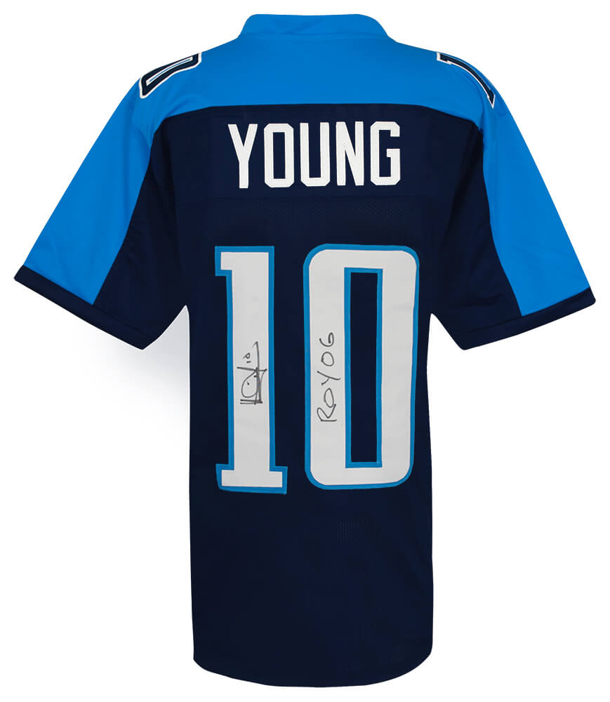 Vince Young Signed Blue Custom Football Jersey w/ROY'06