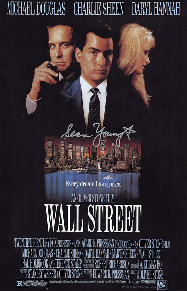 Sean Young Signed Wall Street 11x17 Movie Poster