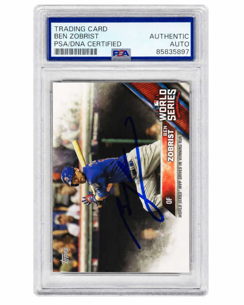 Ben Zobrist Signed Chicago Cubs 2016 Topps World Series Champions Baseball Card #WS-14 (PSA Encapsulated)