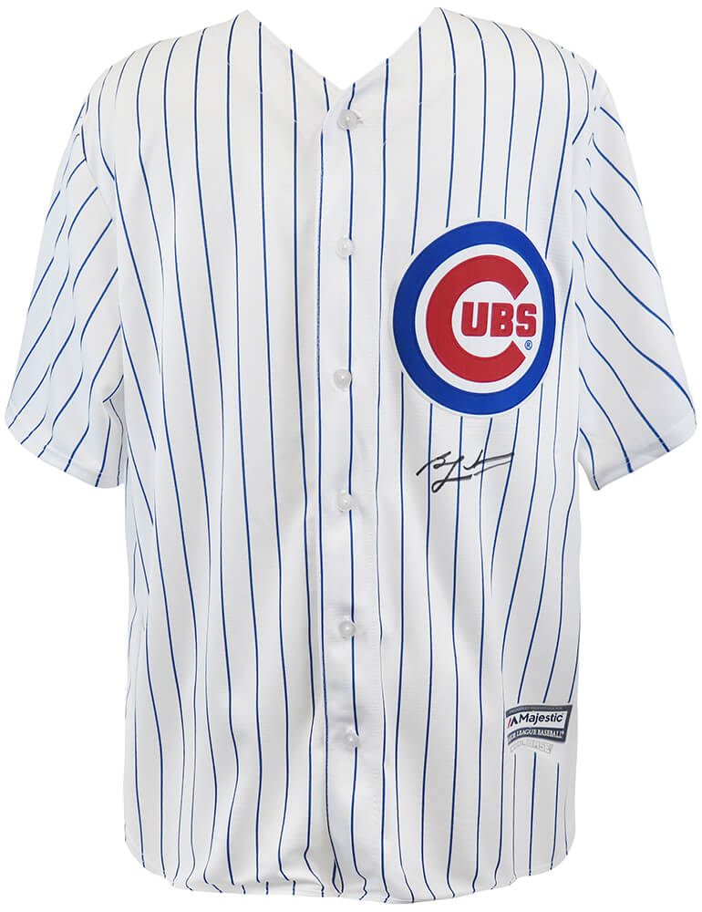Ben Zobrist Signed Chicago Cubs White Pinstripe Majestic Replica Baseball Jersey