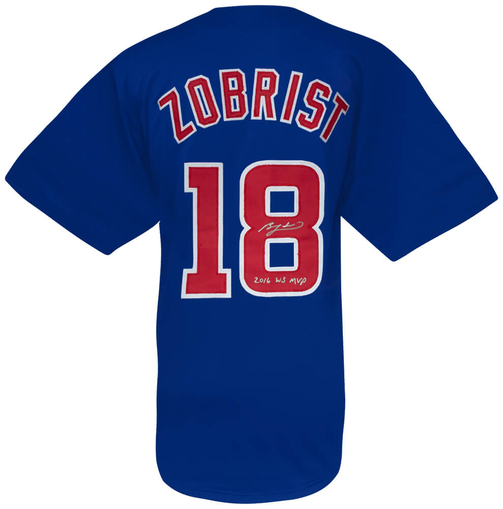Ben Zobrist Signed Blue Custom Baseball Jersey w/2016 WS MVP