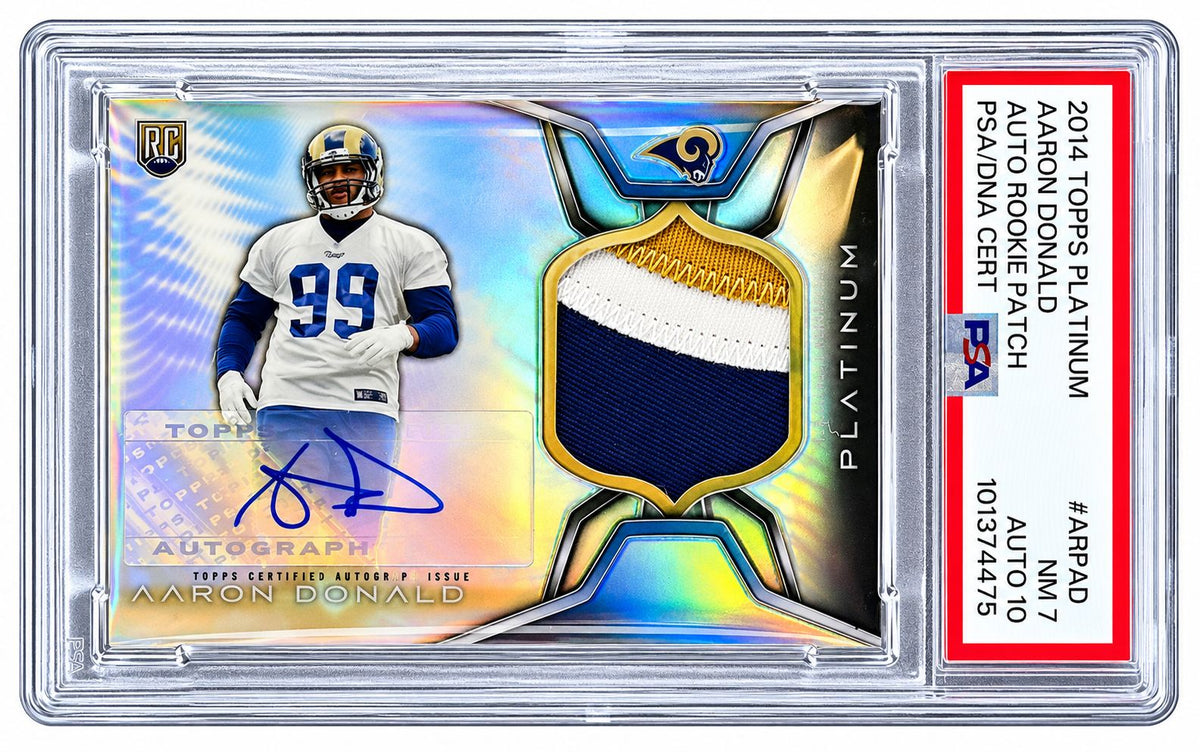 2014 Platinum Auto Rookie Patch #ARPAD Aaron Donald Rookie Card PSA 7 Auto 10
