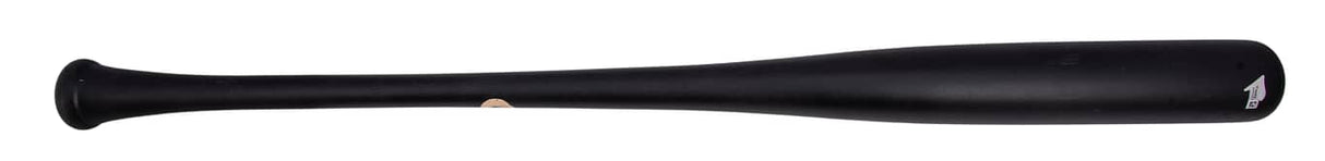 The Aaron Judge New York Yankees Signed Chandler AJ99.2 Game Model Bat by Sports Integrity is a black wooden bat featuring a small logo near the thicker end, displayed on a white background.