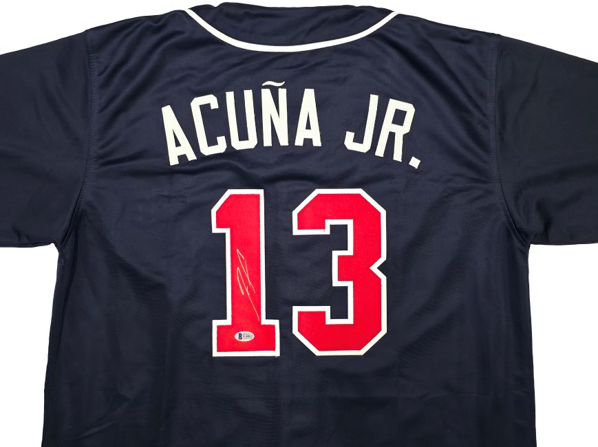 Ronald Acuna Jr Atlanta Signed Navy Blue Baseball Jersey BAS