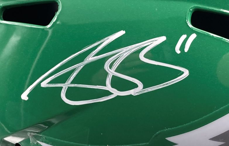 AJ Brown Signed Eagles FS Kelly Green Replica Helmet BAS w/ Super Bowl 59 LIX Case