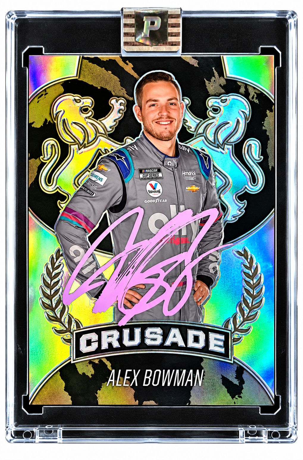 Alex Bowman Signed 2021 Panini Prizm Crusade #14 Trading Card PA Encapsulated