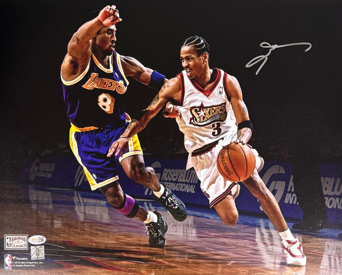 Allen Iverson Signed 16x20 Philadelphia 76ers vs Kobe Bryant Photo JSA QR
