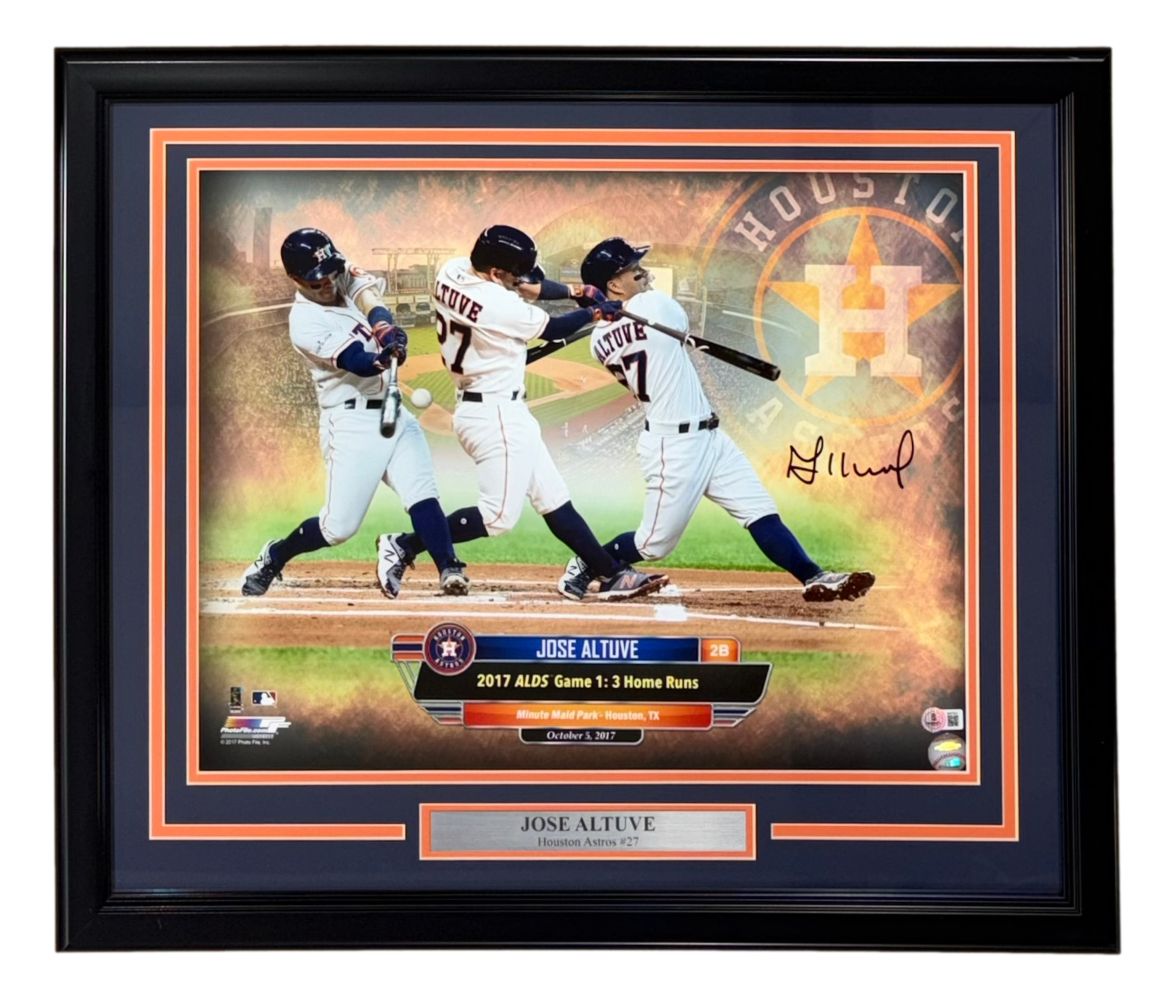 Jose Altuve Signed Framed 16x20 Houston Astros 2017 ALDS Photo BAS