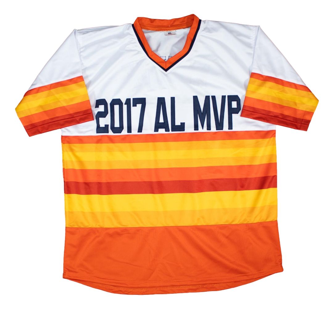 Jose Altuve Houston Signed Alternate White Baseball Jersey 17 AL MVP BAS